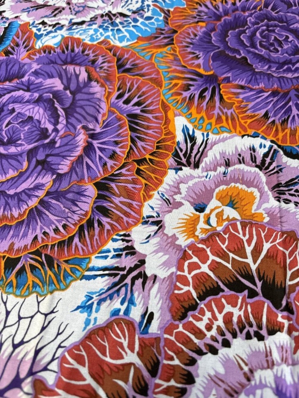 Kaffe Fassett Brassica Rowan Quilting Cotton Fabric 18x42" Purple Orange Floral - Picture 10 of 14